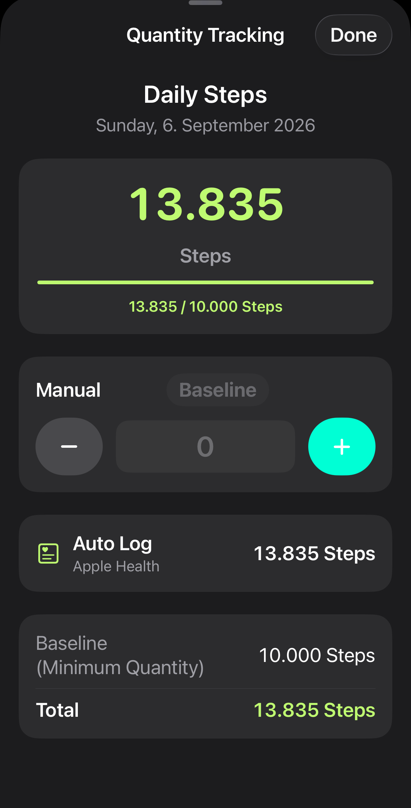 Autolog in quantity tracking.