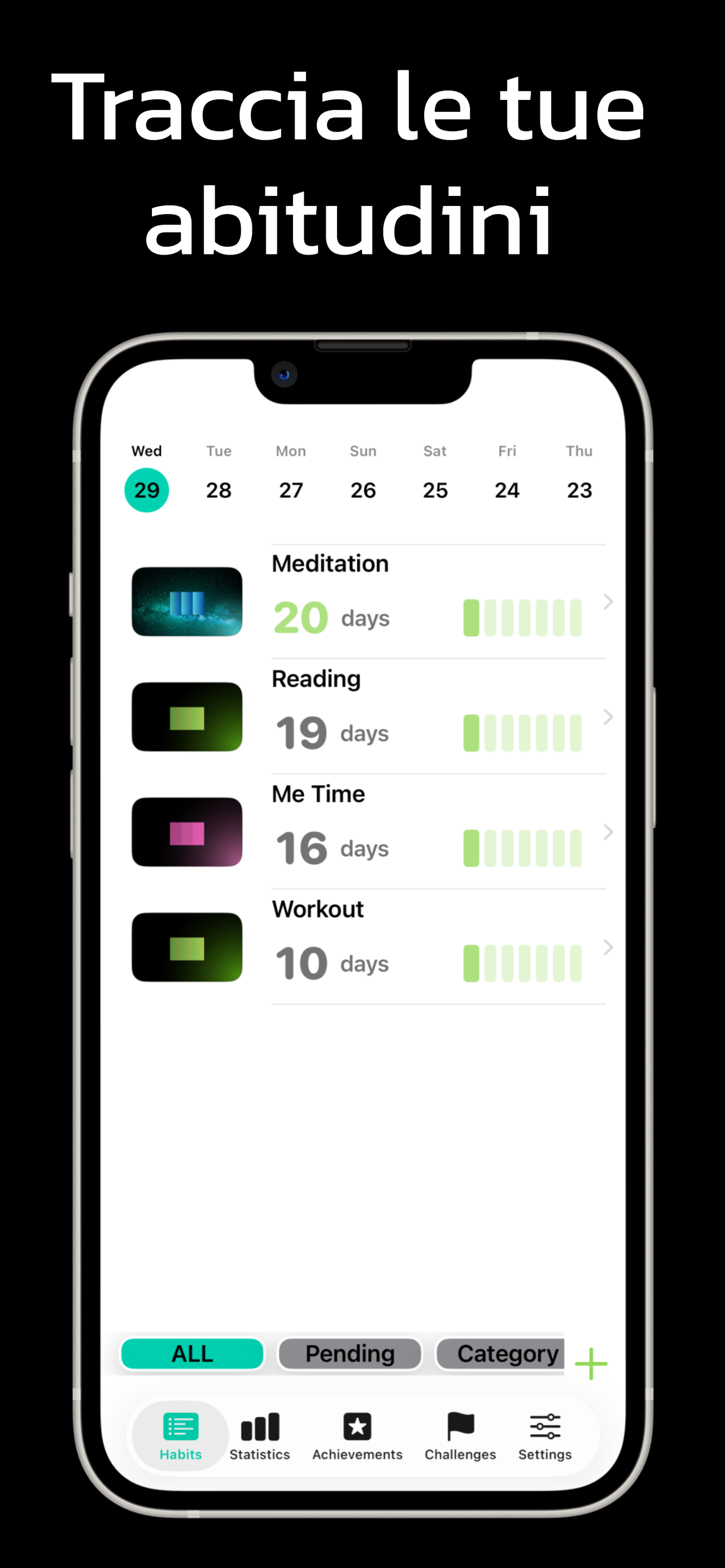 Monitora le tue abitudini con Ninety Days e rendi visibili i tuoi progressi